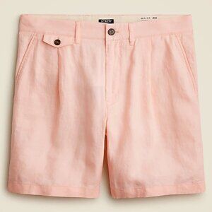 NWT $90 J Crew 100% Linen 7.5" Pleated Shorts in Pink